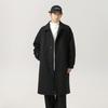 Men's Mid-Length Windproof Woolen Coat - Autumn/Winter, Japanese Style, Loose Fit, Thickened Lapel Jacket