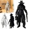 Courtyard Landscaping Props 3D Printed Gothic Lantern Hunter Figurine, Dark Cloaked Man Statue Decor for Desk with Cape Halloween, Spooky Home Decor,