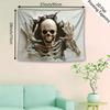 2D Spooky Skeleton Tapestry for Halloween Scary Skull Breaking Wall Hanging for Living Room Bedroom