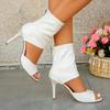 Plus Size Women's Shoes European and American Fish Mouth Stiletto Heels Outer Wear Back Zipper Sandals Open Toe Romans