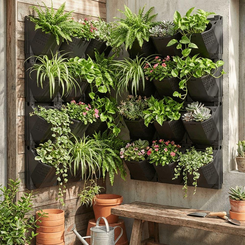 Plastic Wall Flowerpot Self Watering Planting Box Vertical Planter Vertical Garden