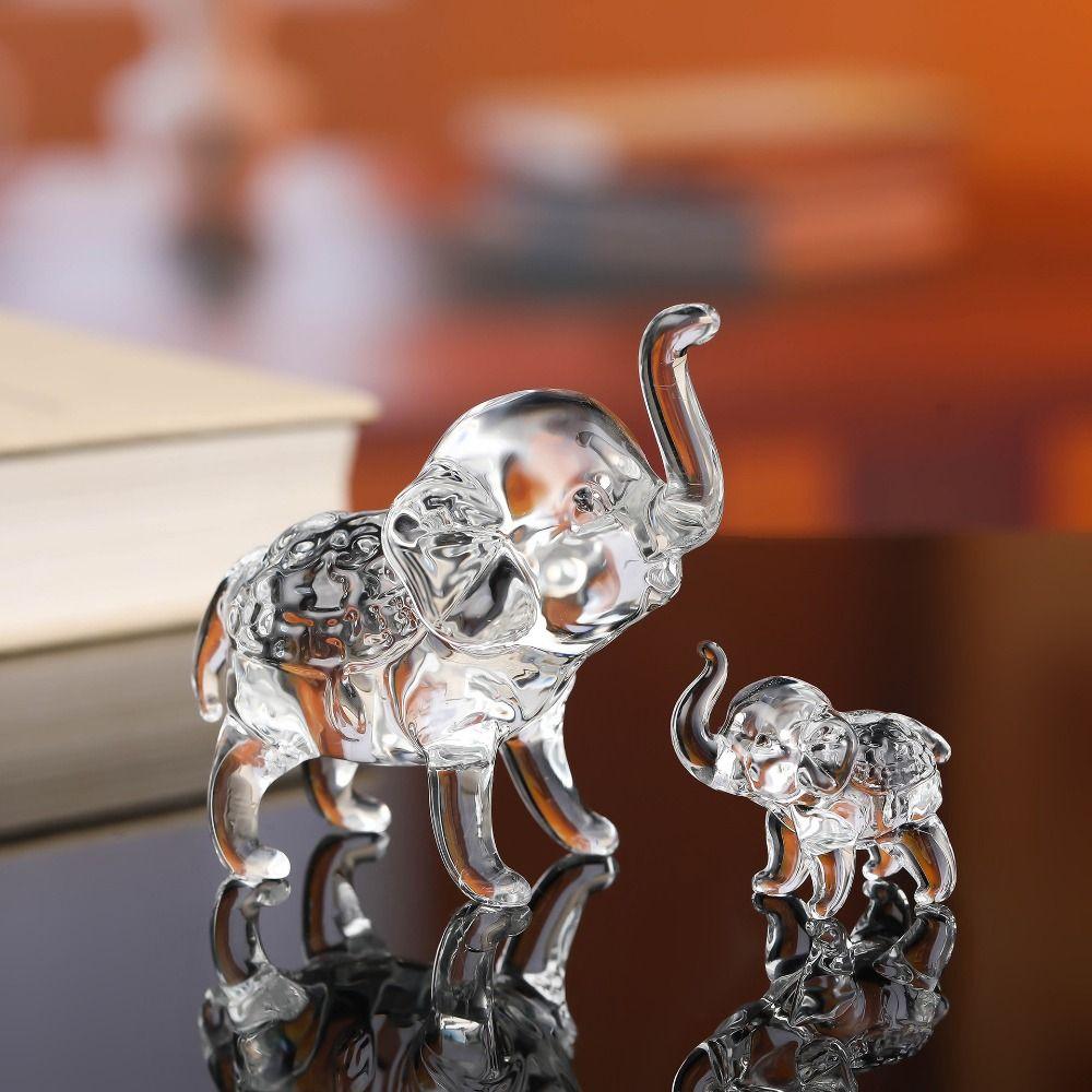 Moderne Kristall-Elefantenstatue Lustige Kristall-Schreibtischornamente Baby-Elefanten-Ornamente Tisch