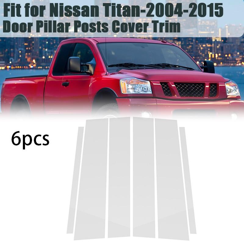 6PCS Chrome Pillar Posts For Nissan Titan Crew Cab 2004~2015 Door Trim Cover Kit