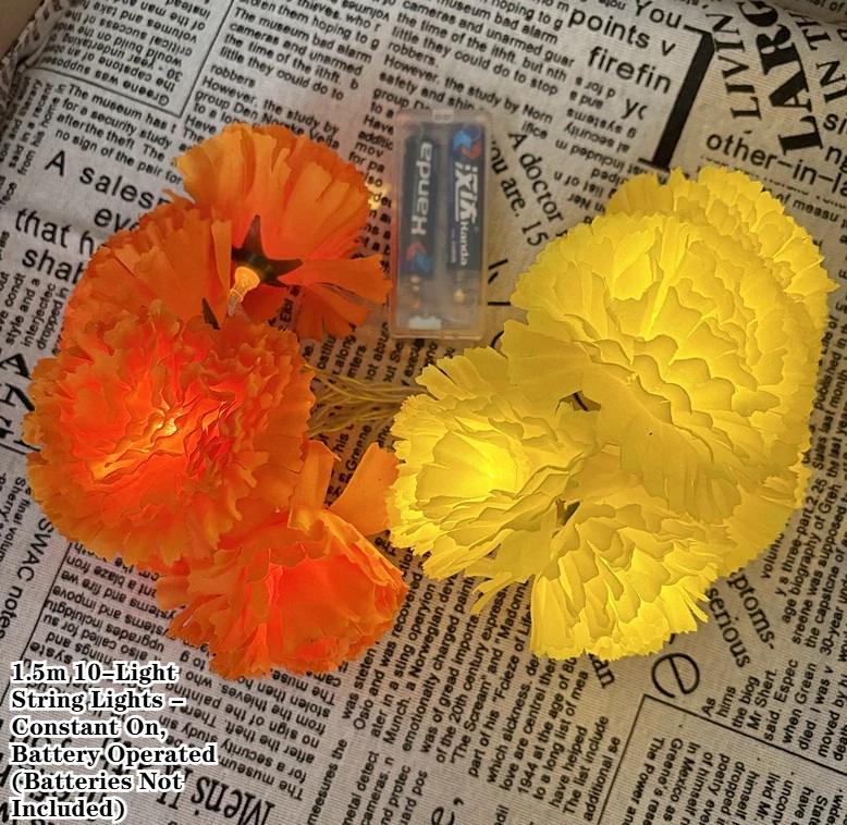 

LED Garland Lights 5 Ft Orange Marigold for Day of The Dead Halloween Diwali Holiday Party Home Decoration Christmas Supplies 1PC
