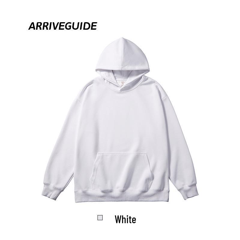 300G Cotton Double-Sided Heavyweight Pullover Hoodie - Unisex Loose Fit Solid Color for Autumn S