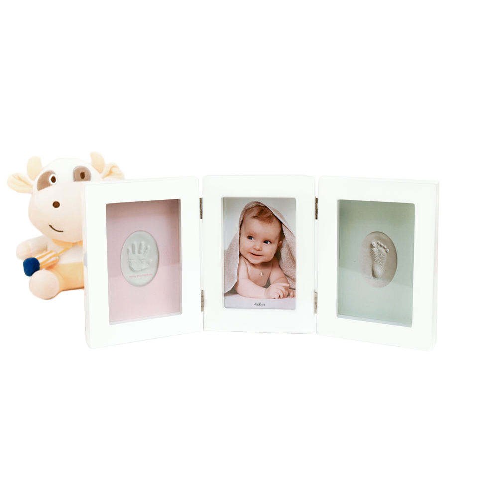 

Pop New Born Baby Gift MDF Wood Photo Frame Handprint Footprint Kit с