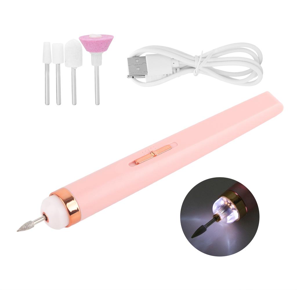Rechargeable Electric Nail Drill Pen Machine Portable Nail Grinding Polisher with LightWith Spray