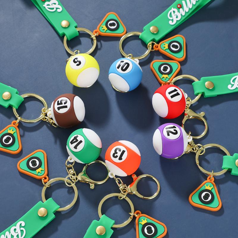 Creative Billiard Pool Keychain Table Ball Key Ring Lucky Black Key Chain 25Mm Resin Ball Jewelry Gift