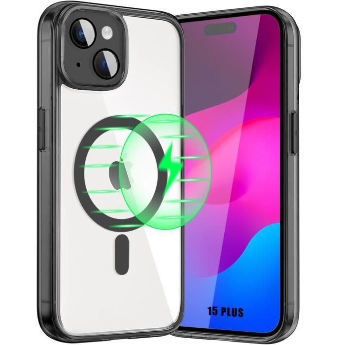 Coque de protection pour iPhone 15 Plus - BOOLING - Transparent - Antichoc - Ultra slim - Cercle Magnétique