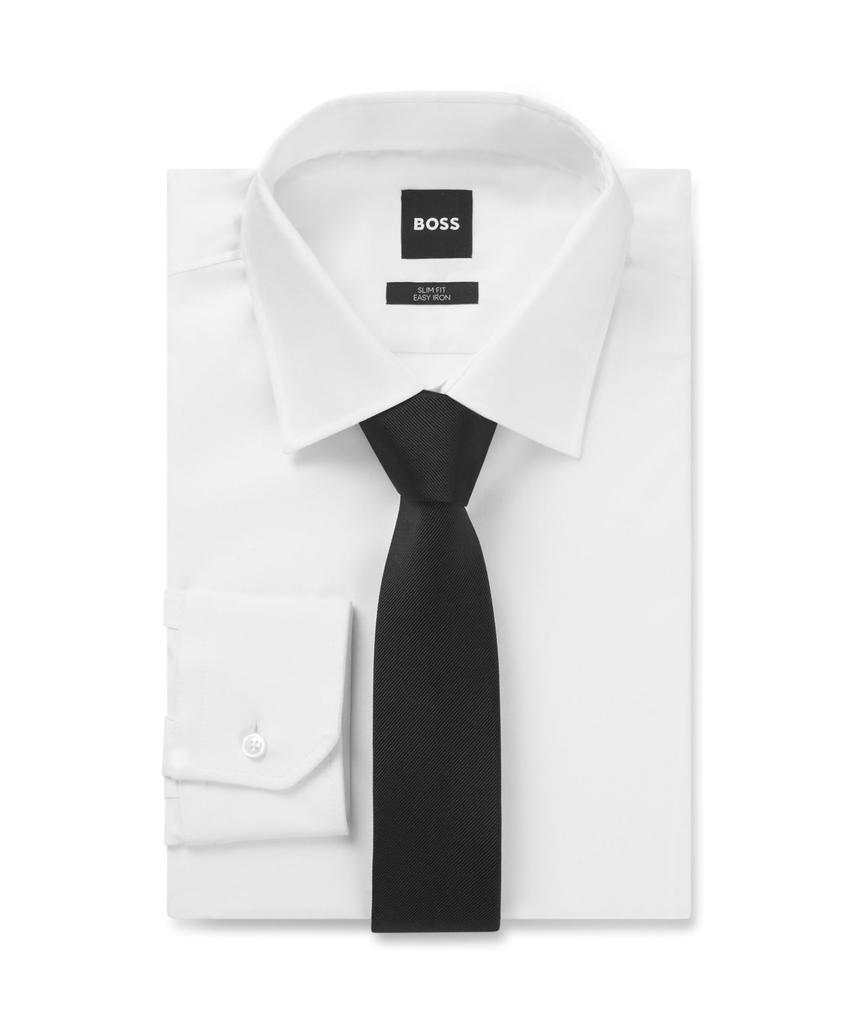 BOSS Pure Silk Jacquard Made in One Black Men's Tie, Italy, Size,