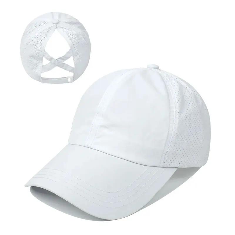 Women's Summer Baseball Cap, Breathable Mesh Sports Hat, Adjustable Solid Color Sun Hat Quick-Dry Casual Unisex Visor with Ponytail Hole