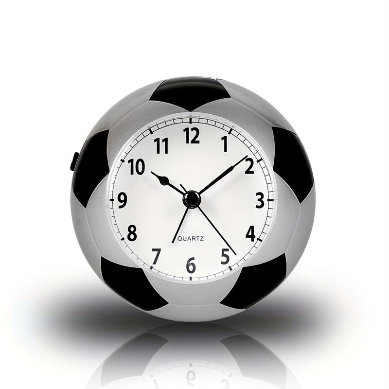 1pc Soccer-Themed Alarm Clock with Vibrant Soccer Ball Design - Sporty White ABS Plastic, Battery-Powered, Alarm & Music Ringtones