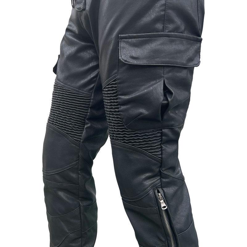 New product locomotive rider straight cycling pants anti-drop pants motorcycle waterproof windproof leather pants multi-bag overalls