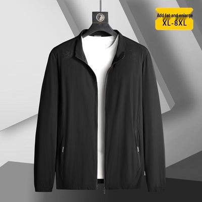 Dibinze Men's Plus Size Ice Silk Stand Collar Outdoor Thin Jacket