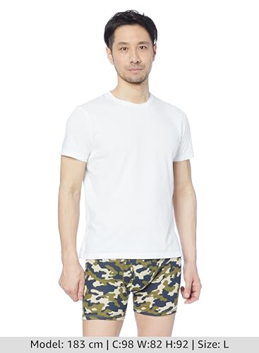 Amazon Essentials 5-Pack Men's Tagless Cotton Boxer Briefs, Loose Fit, Camouflage/Dark Blue/Black/White Stripes/Military Green/Warrior, Size L