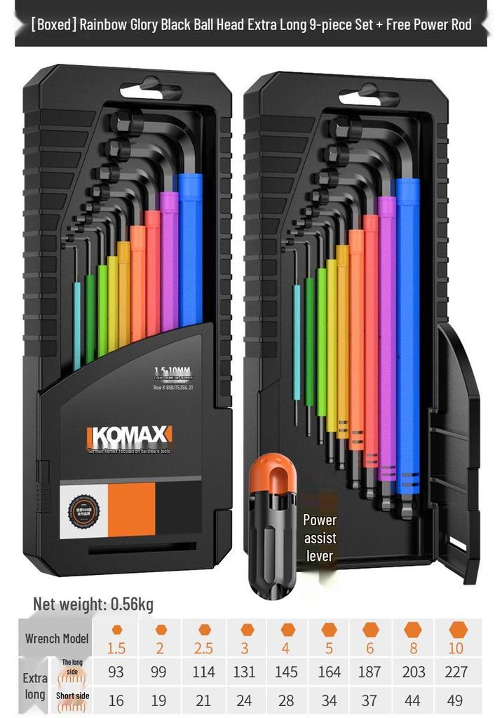 Rainbow Metric Hex Key Set - Comprehensive 6-Sided Screwdriver Tools