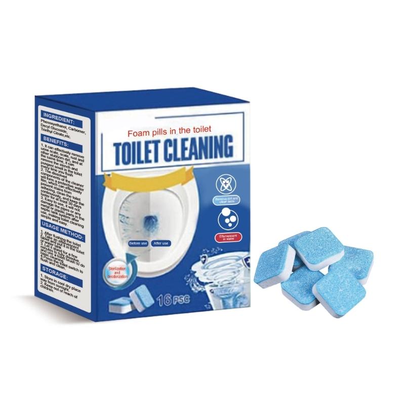 16pcs Toilet Bowl Cleaner Effervescent Tablets for Toilet Cleaning Tool Yellow Dirt Remover Automatic Stain Deodorant
