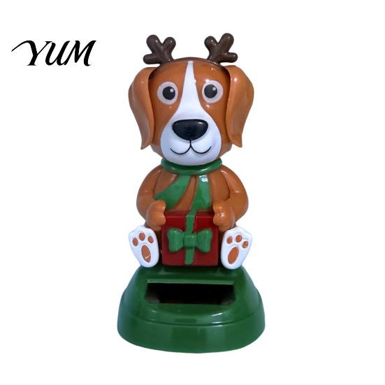 Miniature Holiday Desktop Ornaments Solar Powered Dancing Car Ornament, Creative Dashboard Christmas Cartoon Figure for Swing Figures Cars Auto