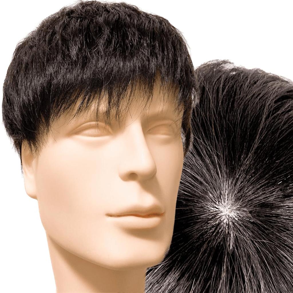 Luce Brillare Wig for Partial Crown and Top of the Human Made by a Japanese Set of Authentic Black Hair Short Full Men, Wig, Head, 100% Hair,
