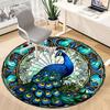 1pc Peacock Stained Glass Chair Carpet for Office Non-Slip, Machine Washable Rug for Office, Room - Holiday Decor, Machine Made yy251016127