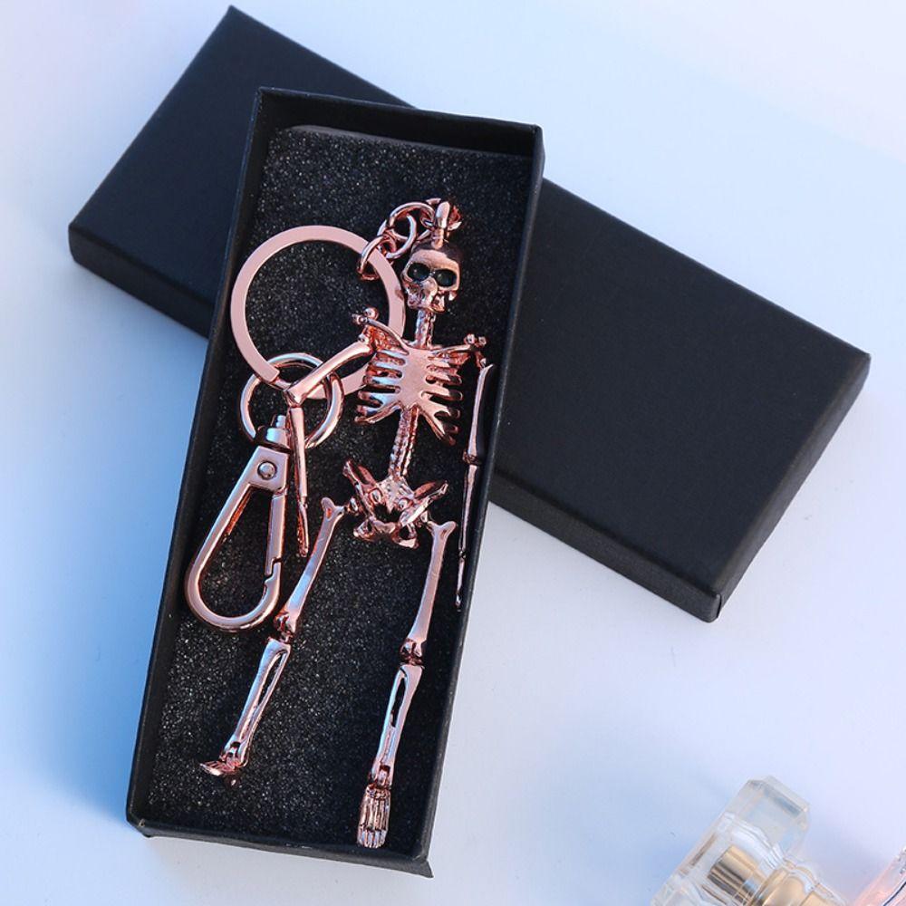 Movable Human Skeleton Pendant Punk Style Gothic Keychain Novelty Skull Keychain Halloween
