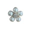 Korean Mini Pearl Flower Brooch with Rhinestone Gold Trim