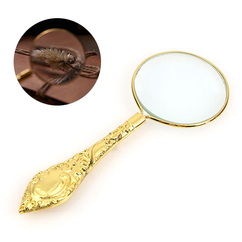 Retro 5X Magnifying Glass Handheld Magnifier Wooden Handle Optical Eye Loupe