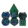 Cusdie Sharp Edges Dice DND Patterned D&D Dice Board Games 7 Handcrafted Polyhedral Dice Set for Role Playing Game Pathfinder