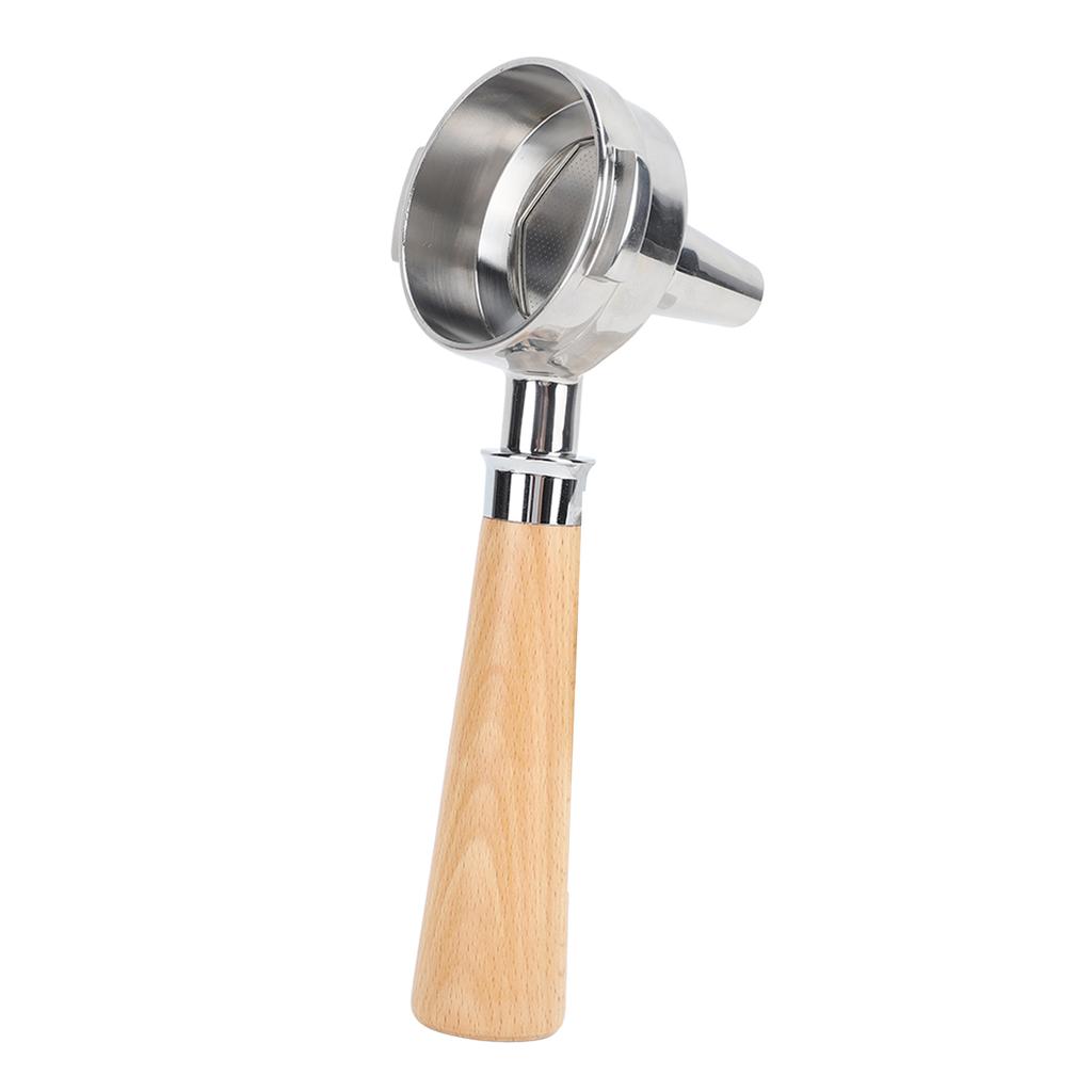 58mm Bottomless Portafilter Single Spout Stainless Steel Coffee Portafilter   Wood Handle