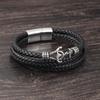 2019Fashion Stainless Steel Anchor Bracelet Men Black Braided Cowhide Leather Rope Bracelets Wrap Punk Charm Jewelry