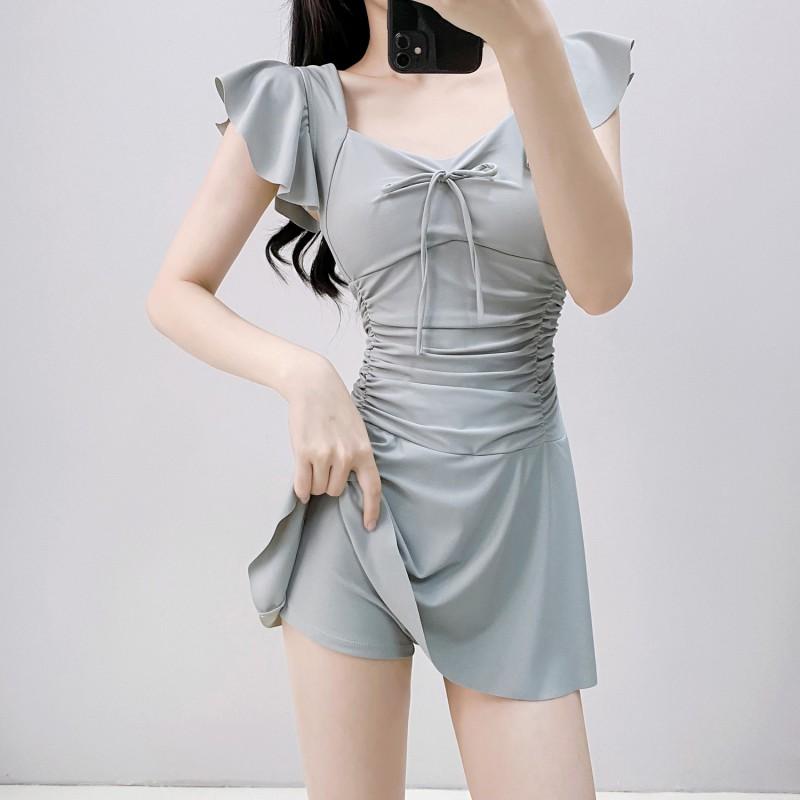 Bescheidenes Badekleid mit Rock Damen Bauchkontrolle Schlankmachendes Design UV-Schutz Übergröße M-XXL