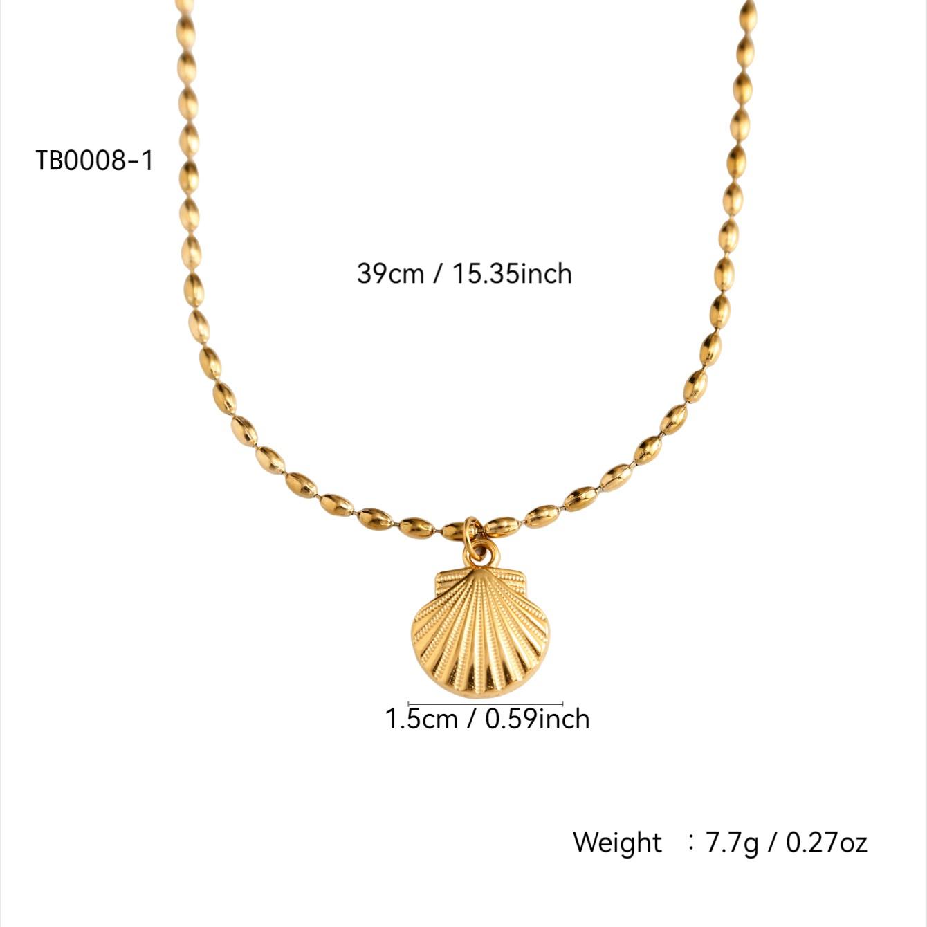 

Летняя пляжная серия Модный простой шарм Винтажный стиль Нержавеющая сталь Позолота 18 карат Ожерелье с подвеской из бусин и ракушек для женщин