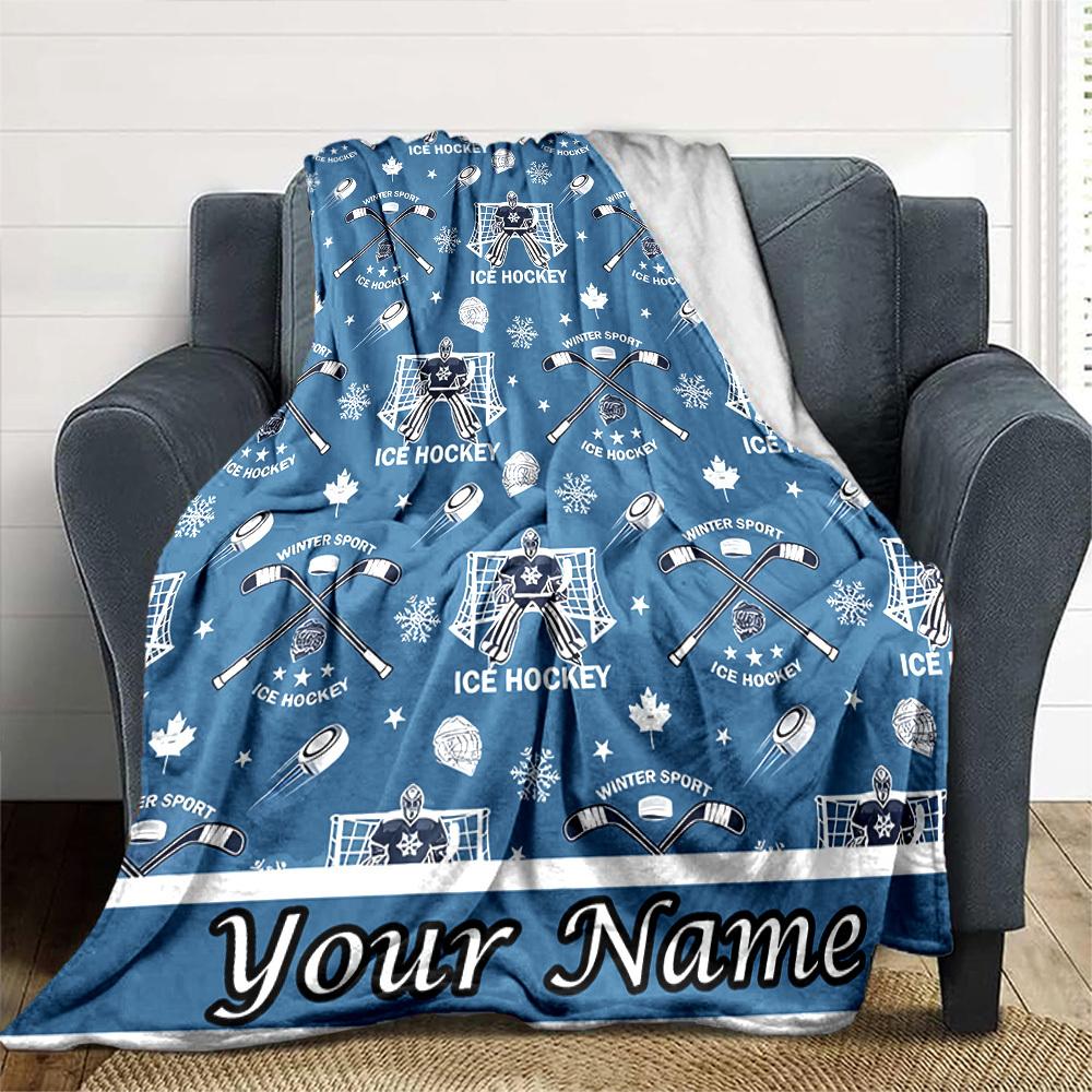 Hockey Lifestyle Eat Sleep Play Repeat Live Love Throw Customize Text Comfortable Texture Versatile For Sofa Couch Office Bed Picnics Allseason Use