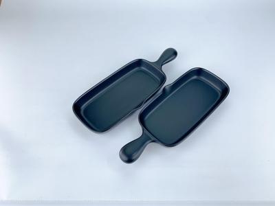 Square Fish Pan, Half Size (Black Glaze), 2 Pieces