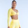 and American Style Women Deep V Short Workout Top Yoga Midriff-Baring Sports Belt Chest Pad Twisted High Elastic Quick-Drying Long Sleeves New