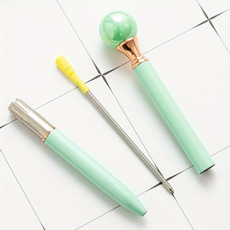 5Pcs Metal Material Imitation Pearl Pen, , Black Ink, 0.7mm, Retractable, Creative Stationery for School, Office