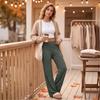 Women's High Waist Wide Leg Pants Color Soft Casual Trousers