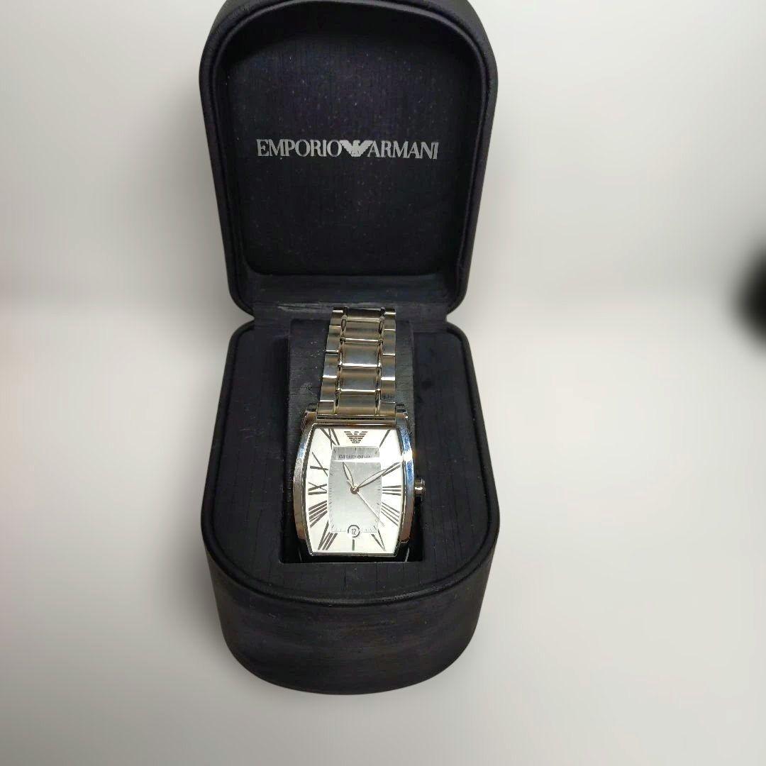 Used EMPORIO ARMANI watch quartz tonneau type silver