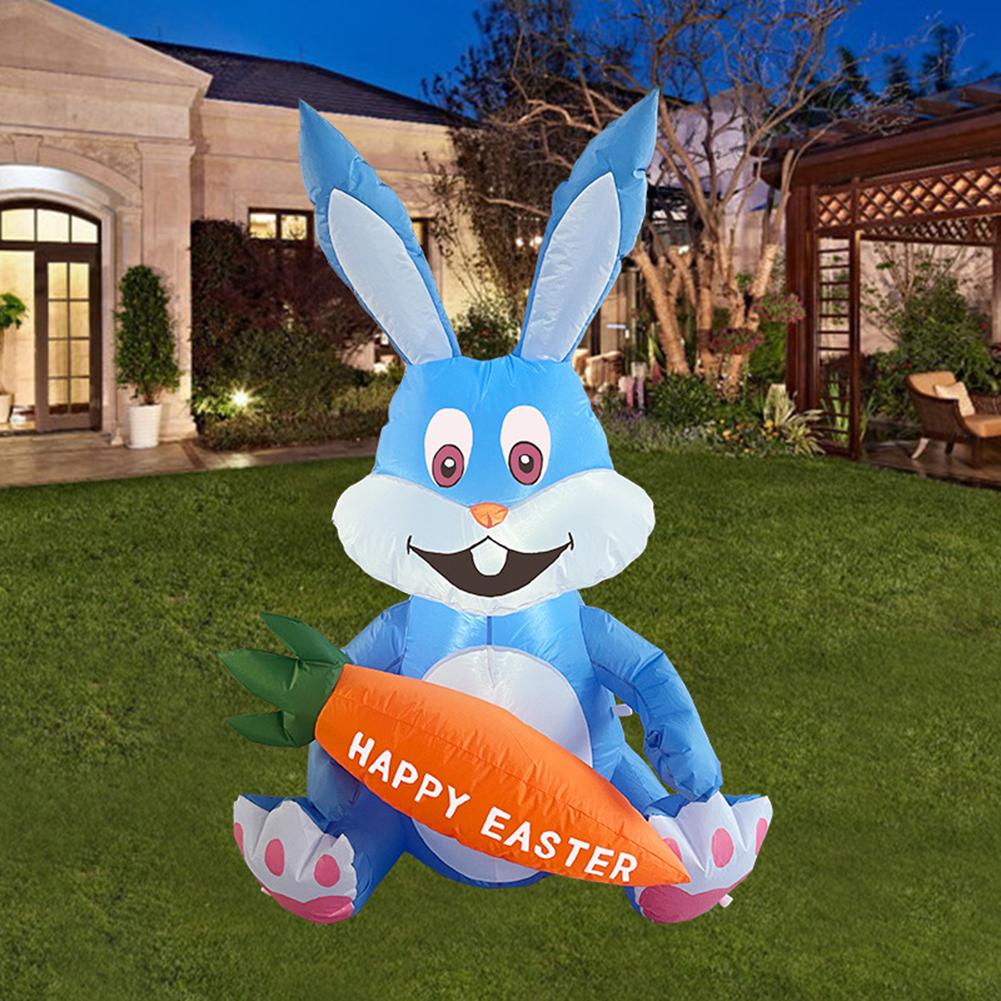 Outdoor Easter Inflatable Model 1.2m Easter Cartoon Rabbit-shaped Led Lights For Party Yard Lawn Garden Holiday Venue Layout