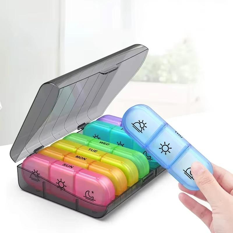1 Stück Wöchentliche Pillendose Pillenbox 7 Tage Medikamenten Tablettenbox Tragbarer Reise Medikamenten Aufbewahrungsorganizer Geheime Fächer Pillendose