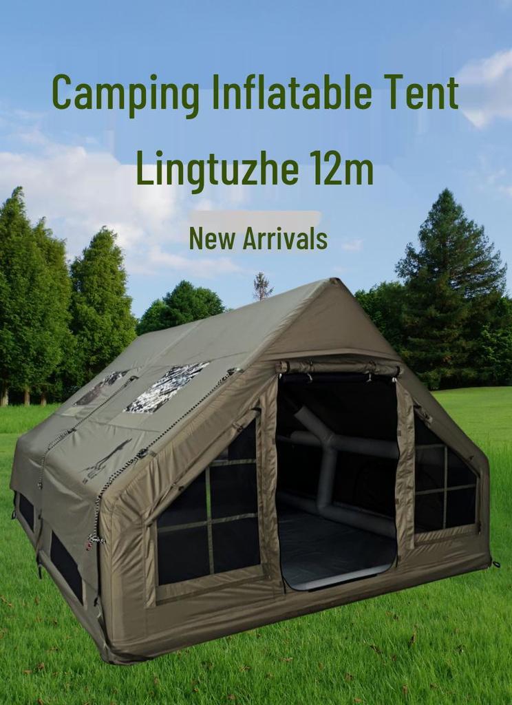 12 Sq. Meter Inflatable Tent - 600D Oxford Waterproof & Windproof Outdoor Camping Tent
