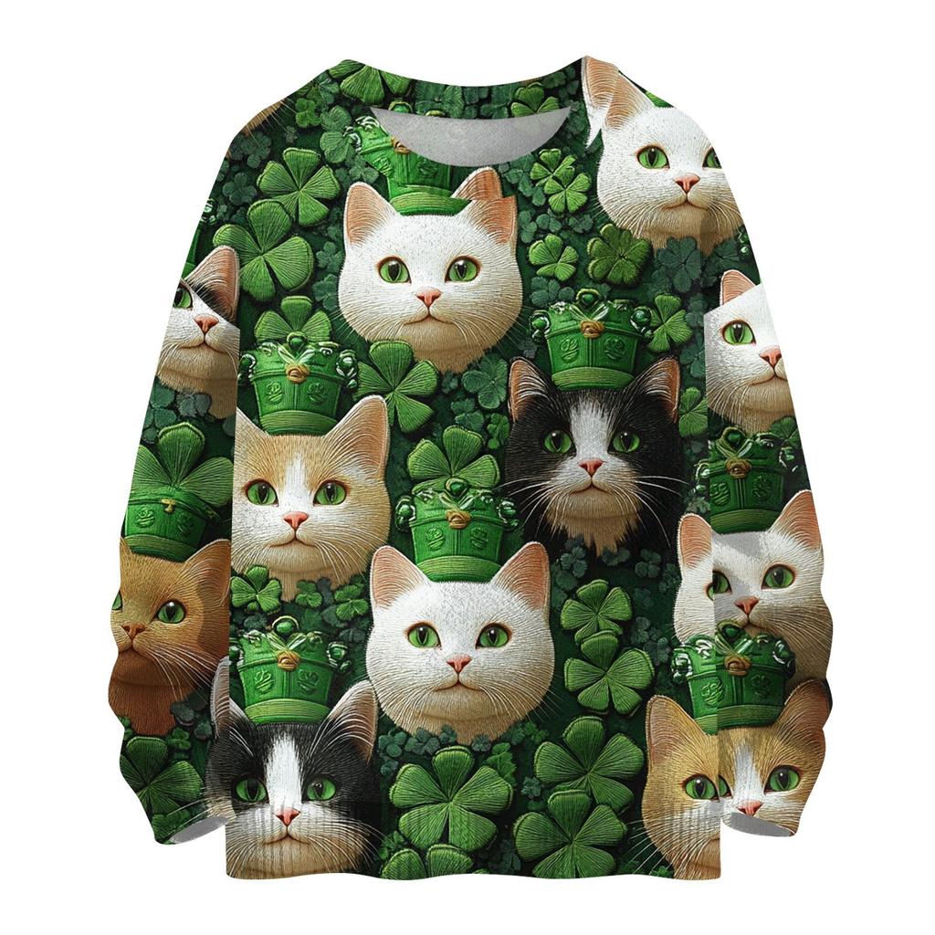 Svatý. Mikiny ke Dni svatého Patrika pro děti, chlapce a dívky, pletený svetr, roztomilé tričko, podzimní pulovr s kulatým výstřihem