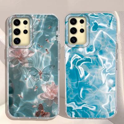 Water Wave Texture Butterfly Flower Girls Phone Case for Samsung Galaxy S25 Edge S24 S23 S22 S21 S20 FE Plus Ultra Bags Cover