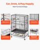 Bird Cage, 800 x 520 x 1320mm, Flat Top, Wrought Iron Bird Flight Cage with Perches, Slide-Out Tray and Plastic Feeders, Casters, for Parrot, Blue