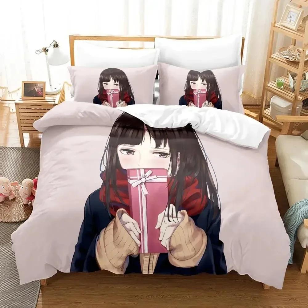 Girls Anime Shy Bedding Set Duvet Cover Bed Set Quilt Cover Pillowcase Comforter King Queen Size Boys Adult Bedding Set
