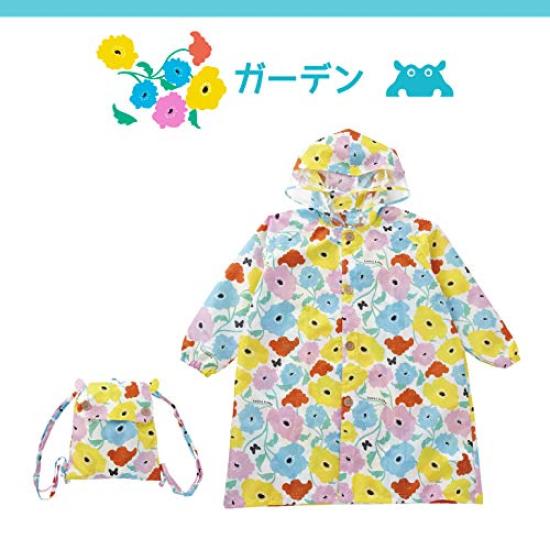 ogawa Kukkahippo Kids Raincoat for School with Adjustable Tucks for Reflective Hippo Transparent Elastic Hippo Shaped Storage Same Pattern As Umbrella