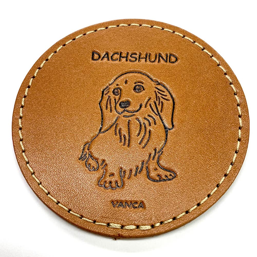 

Dachshund Dog Genuine VANCA CRAFT Leather Story in Coaster, Leather, (Handmade Japan)