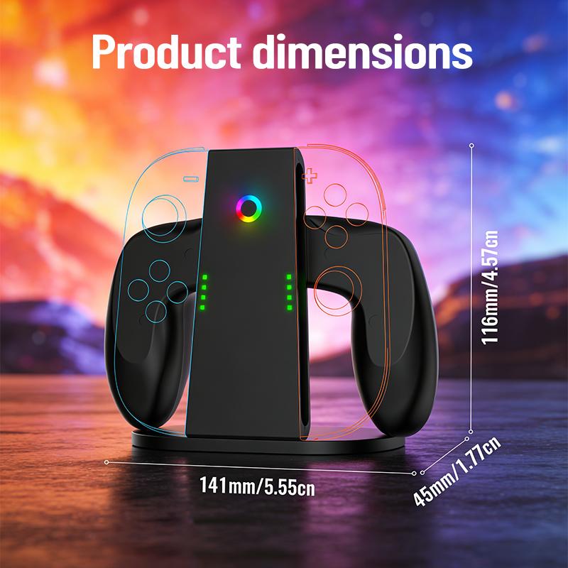 Charging Grip for Switch 2 JoyCon Multi-Function Handle Holder Type-C Charging Dock Grip Adapter for NS Switch2 Accessories