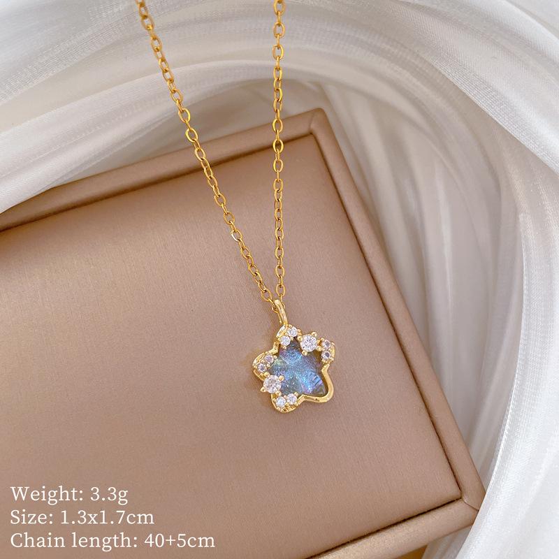 Multi-Element Style Copper Micro-Inlaid Necklace Combination Female Real Gold Electroplated Exquisite Collarbone Chain