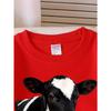 European sizes Kids' Crewneck Sweatshirt Black And White Cow Pattern Print , Sportswear And Casual Wear, Soft And Comfortable, Children's Clothing
